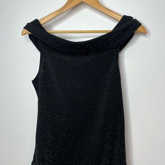 Gilli Women's Metallic Off-Shoulder Stretch Body Suit Black Silver Medium USA - Picture 5 of 11